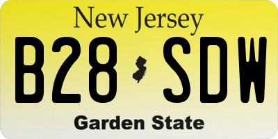 NJ license plate B28SDW