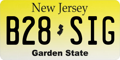 NJ license plate B28SIG