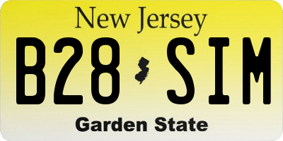 NJ license plate B28SIM