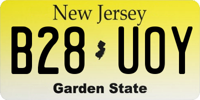 NJ license plate B28UOY