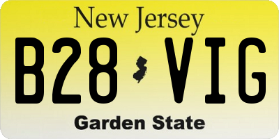 NJ license plate B28VIG