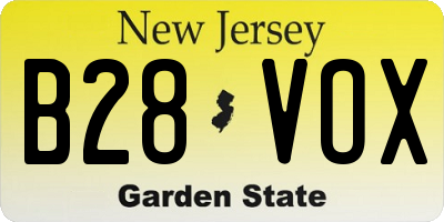 NJ license plate B28VOX