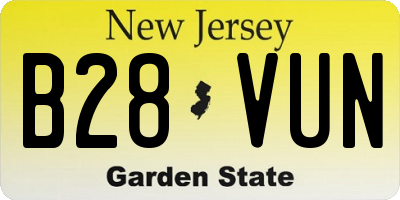 NJ license plate B28VUN