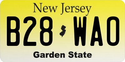 NJ license plate B28WAO