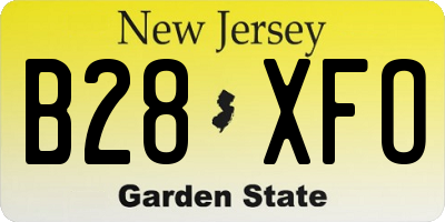 NJ license plate B28XFO