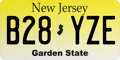 NJ license plate B28YZE