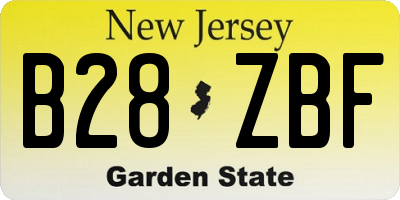 NJ license plate B28ZBF