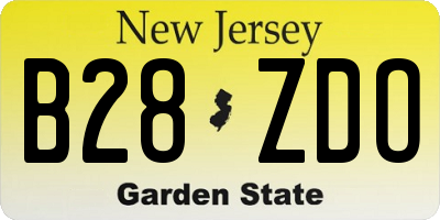 NJ license plate B28ZDO