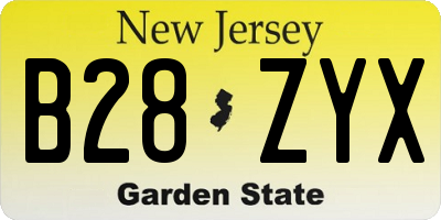 NJ license plate B28ZYX