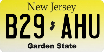 NJ license plate B29AHU