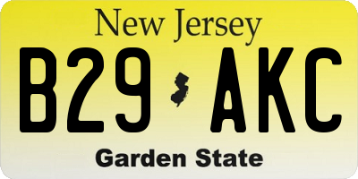NJ license plate B29AKC