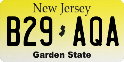 NJ license plate B29AQA