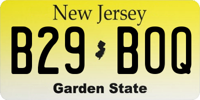 NJ license plate B29BOQ