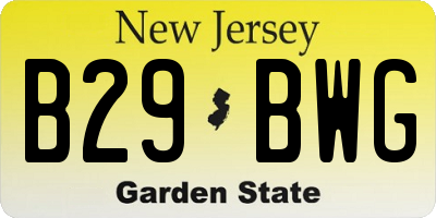 NJ license plate B29BWG