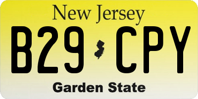 NJ license plate B29CPY
