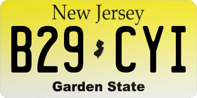 NJ license plate B29CYI