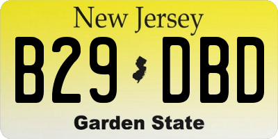 NJ license plate B29DBD