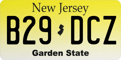 NJ license plate B29DCZ
