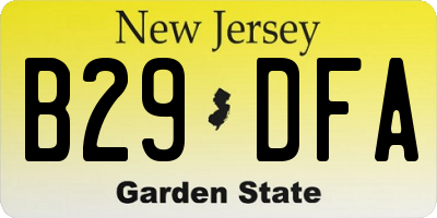 NJ license plate B29DFA
