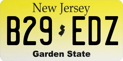 NJ license plate B29EDZ