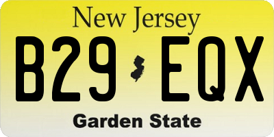 NJ license plate B29EQX