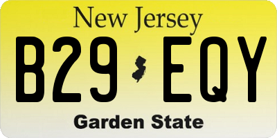NJ license plate B29EQY