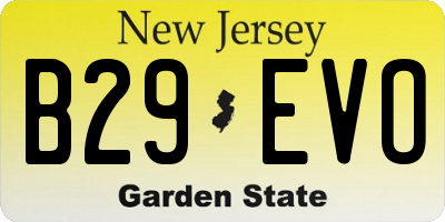 NJ license plate B29EVO