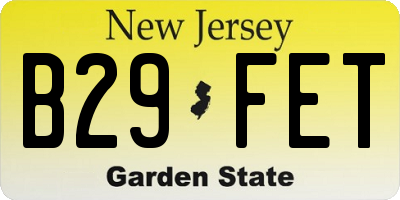 NJ license plate B29FET