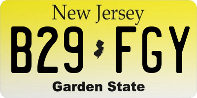 NJ license plate B29FGY