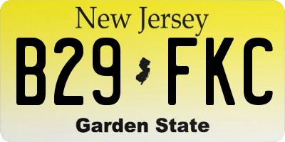 NJ license plate B29FKC