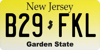 NJ license plate B29FKL