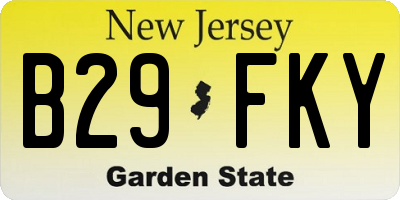 NJ license plate B29FKY