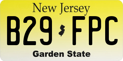 NJ license plate B29FPC