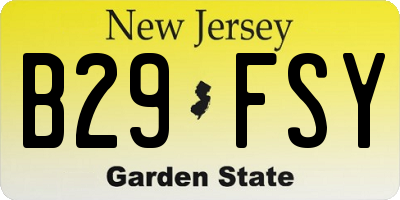 NJ license plate B29FSY