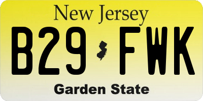NJ license plate B29FWK