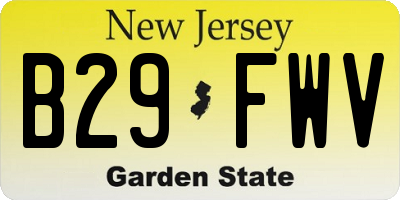 NJ license plate B29FWV