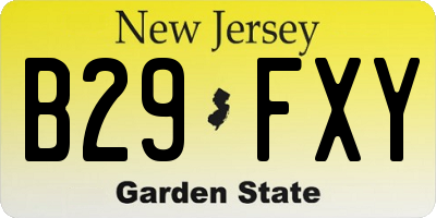 NJ license plate B29FXY