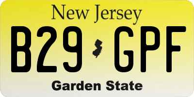 NJ license plate B29GPF