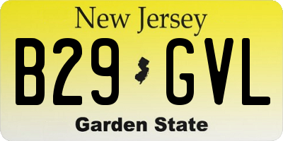 NJ license plate B29GVL