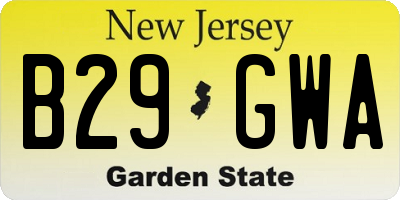 NJ license plate B29GWA