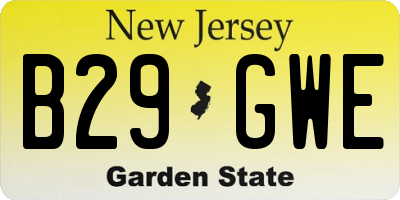 NJ license plate B29GWE