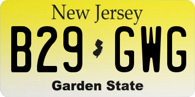 NJ license plate B29GWG