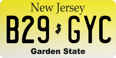 NJ license plate B29GYC