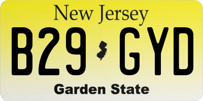 NJ license plate B29GYD