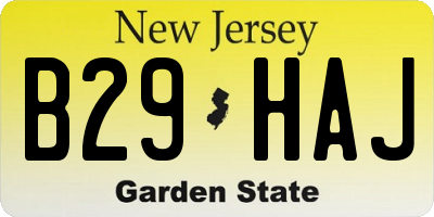 NJ license plate B29HAJ