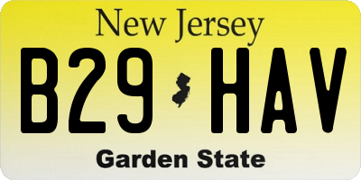 NJ license plate B29HAV