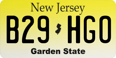 NJ license plate B29HGO