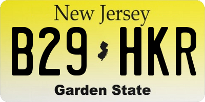 NJ license plate B29HKR
