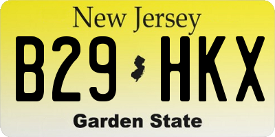 NJ license plate B29HKX