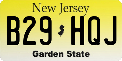NJ license plate B29HQJ
